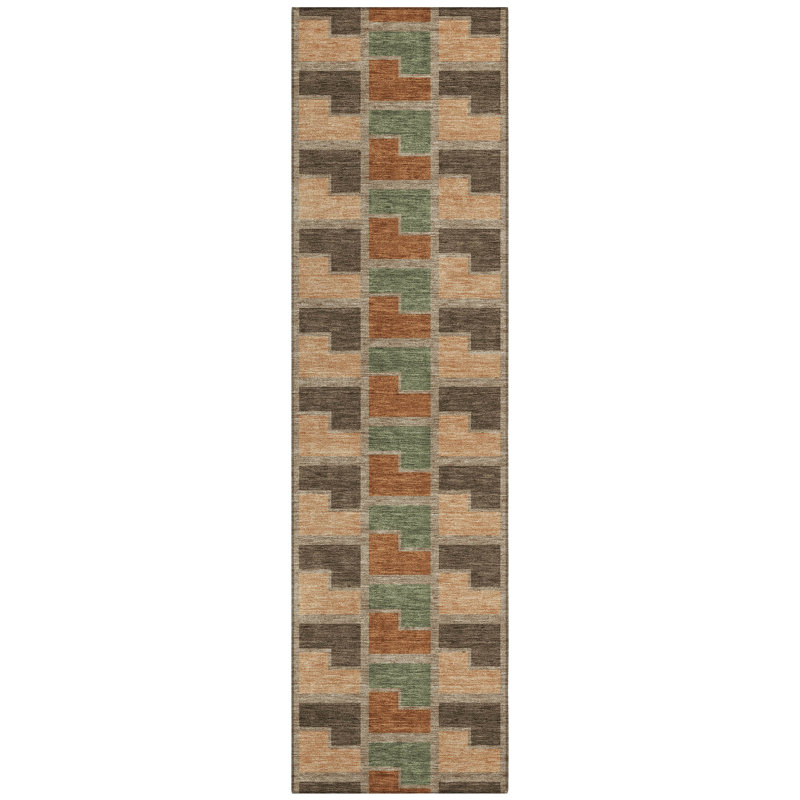 Machine Washable Indoor/Outdoor Lockway ACN2417 Geometric Rug, Runner 2'3" x 7'6"