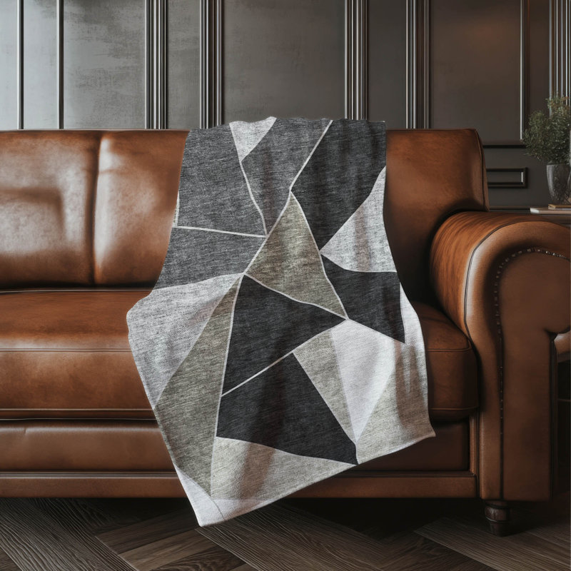 Jeté en sherpa Addison, Motif géométrique café