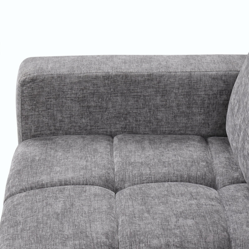 Upholstered 89'' Sofa & Chaise, Gray Polyester