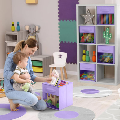 Ensemble de 6 bacs de rangement pliables en tissu avec fenêtre transparente Sorbus - ensemble de 6, pour rangement de vêtements, jouets, livres, tablettes, placards et plus, grand, ensemble de 6