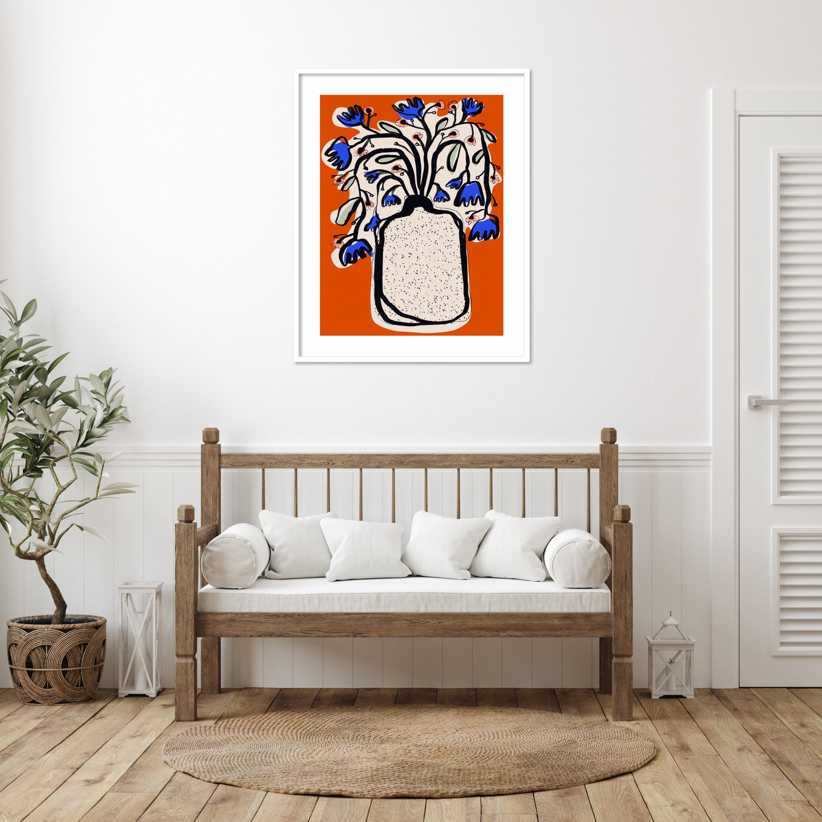 Galya "Lovely Flower Bouquet" Print, White, 41" H x 33" W