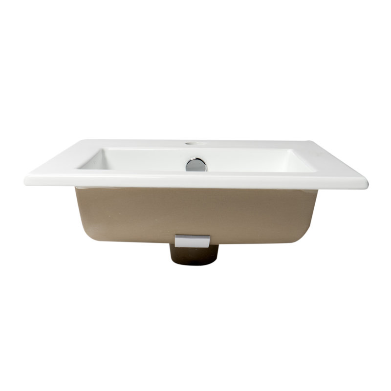 White Ceramic Square Drop-In Bathroom Sink with Overflow