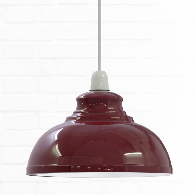17cm H Metal Dome Lamp Shade, Burgandy