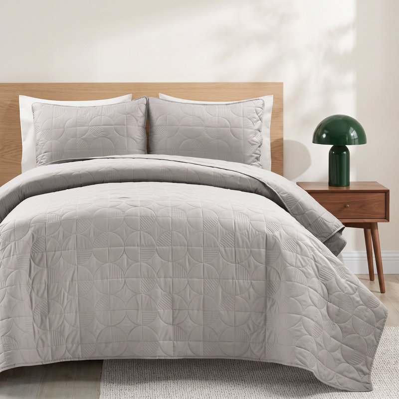 Quenby Mid-Century Cotton Geometric Shapes Quilt, Queen Quilt  + 2 Shams