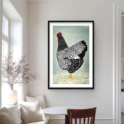 Wyandotte Hen - Rustic Animals Framed Matted Print Decor