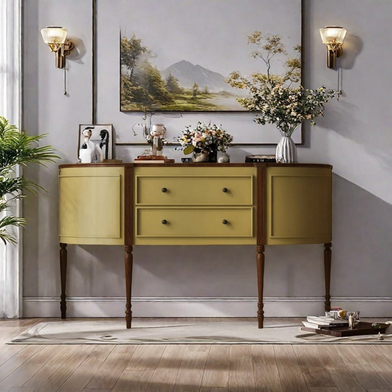 Retro Practical Console Table, 35.43" H x 59.06" W x 17.72" D
