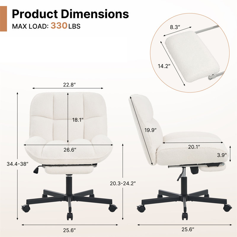 Comfortable Office Chair with 135° Reclining Backrest, White
