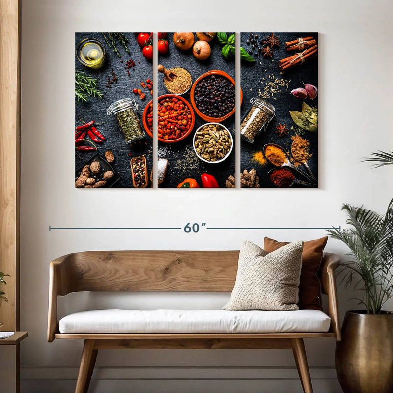 Yarlin Rustic Kitchen Ingredients, 32" H x 50" W