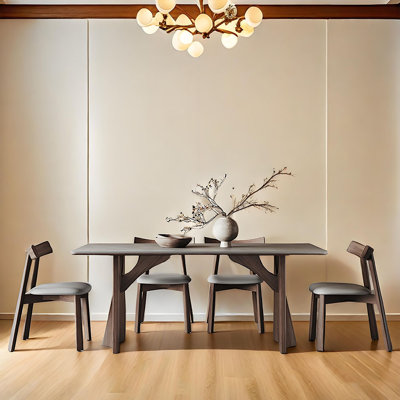 Modern White Ash Table with Oak Chairs