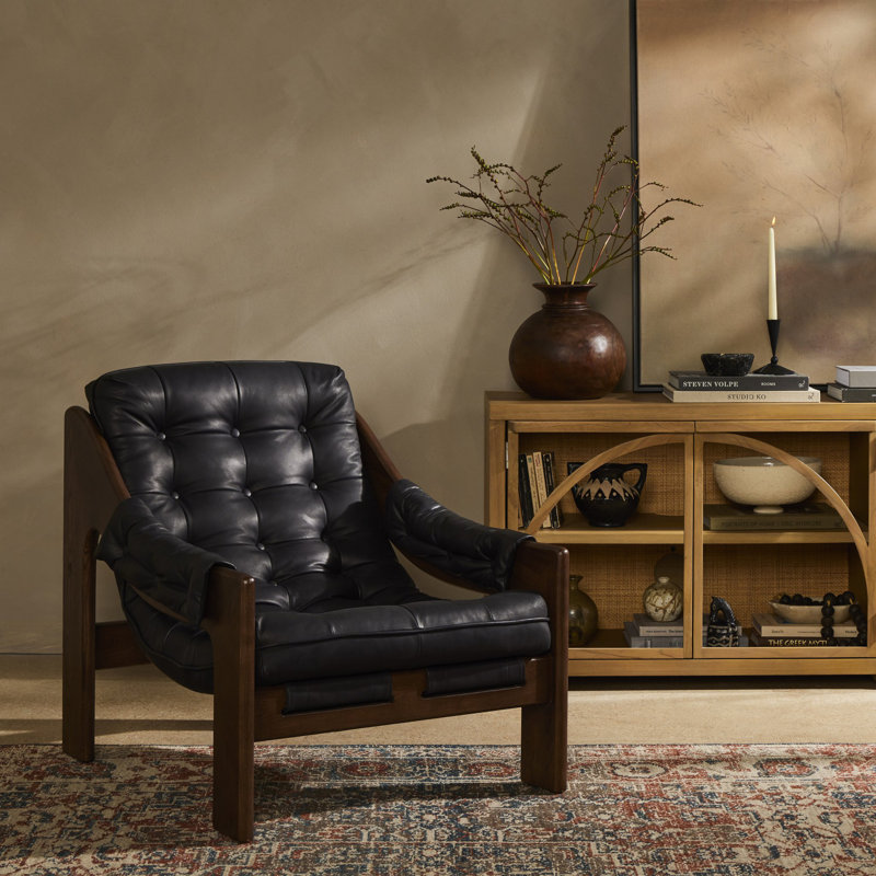 Kensington Chair - Heirloom Sienna/Terra Brown, Heirloom Black Genuine Leather, Terra Brown Ash