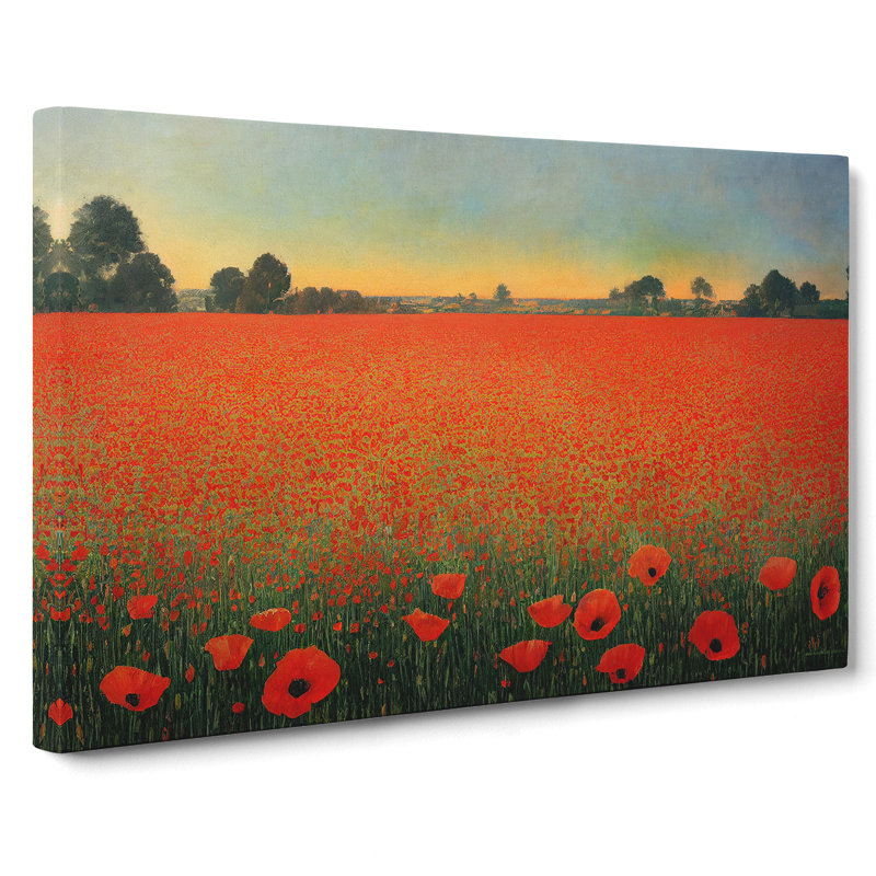 Intense Poppy Field Flowers - Wrapped Canvas, 40cm H x 60cm W x 3cm D