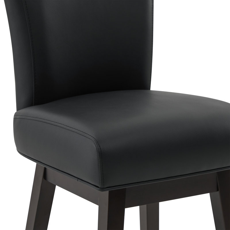 Tabouret de bar et de comptoir pivotant Elora, Similicuir grainé noir, Tabouret de bar (siège d'une hauteur de 30 po)