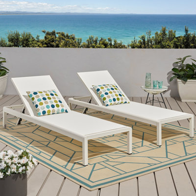 Adjustable Chaise Lounge In White With Breathable Mesh And Stable Support, Of 2 2 Rust- Aluminum Supportive