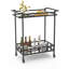 Chariot-bar en métal avec tablettes en miroir