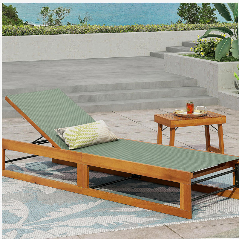 Chaise longue Mia, Vert menthe / teck