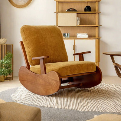 Chaise berçante en velours côtelé Vintage