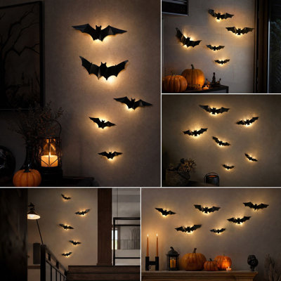 Veilleuse DEL d'Halloween pour garage, fête, fenêtre, décoration murale, autocollant mural lumineux pour animaux de compagnie