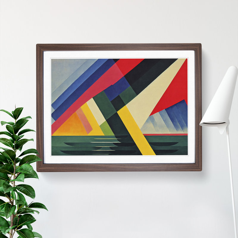 Illuminated Modern Abstract - Single Picture Frame Print, 34cm H x 46cm W, Brown