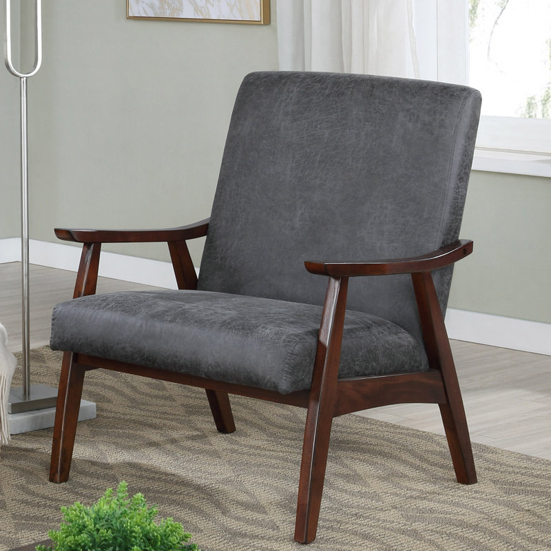 Fauteuil l 27,5 po Avtandil, Espresso, Similicuir gris foncé