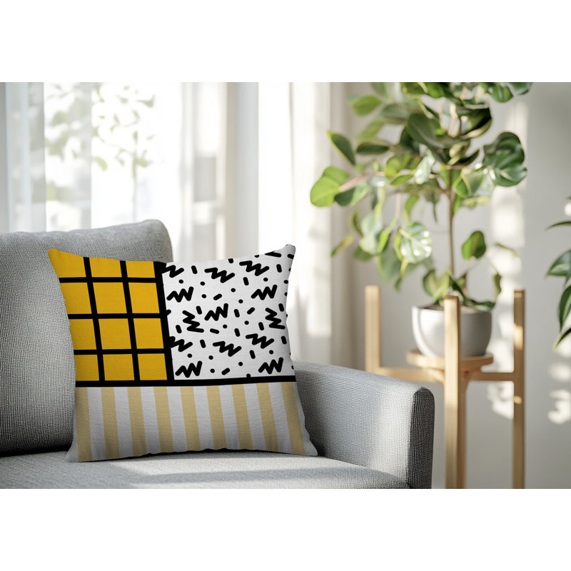 Oreiller carré réversible intérieur / extérieur Minka, Jaune, Carré 20 po