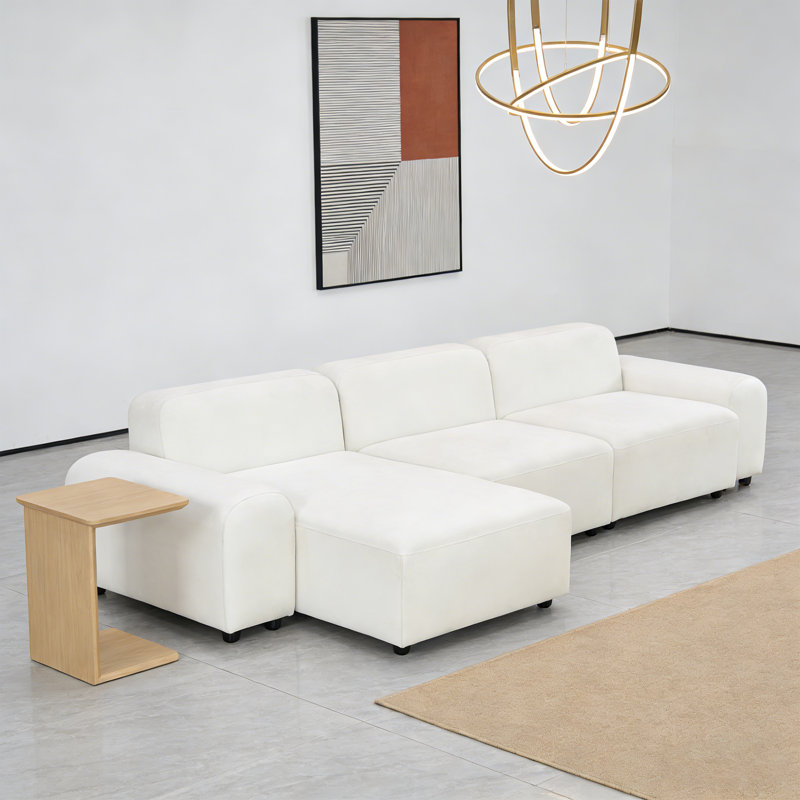 Ensemble de canapé 4 pièces White Dot Crafted pour invités doubles et simples avec table de thé en bois massif imperméable et résistant aux égratignures