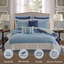 Ensemble de courtepointe 7 pièces très grand / très grand californien 7 pièces avec taies décoratives européennes et coussins décoratifs, bleu marine-128367596