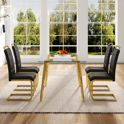 51" Glass Dining Table Set For 4, Small Kitchen Room Dining Table With 4 – Space-Saving Design
