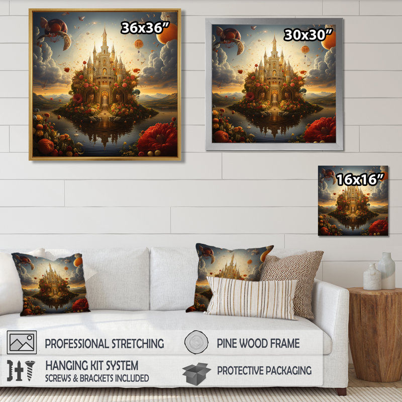 Zia - Hindouisme, art mural, Toile avec cadre flottant noir, H 16 po x l 16 po x P 1 po