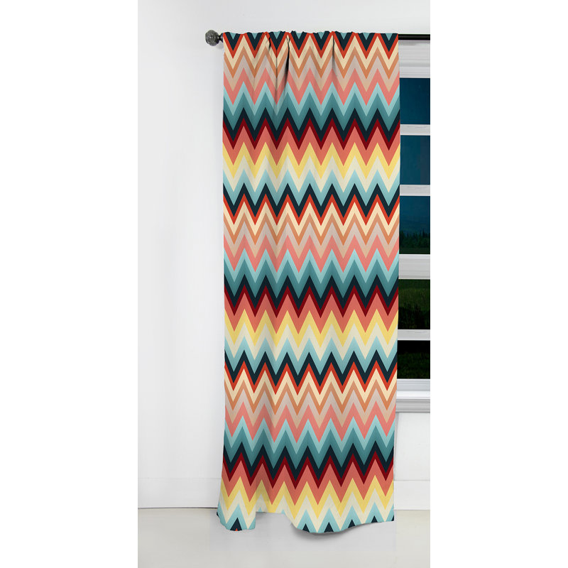 Rétro motif Mid-Century à chevrons I - Rideau à chevrons - Rideau à chevrons occultant - 1 panneaux, L 52 po x L 84 po