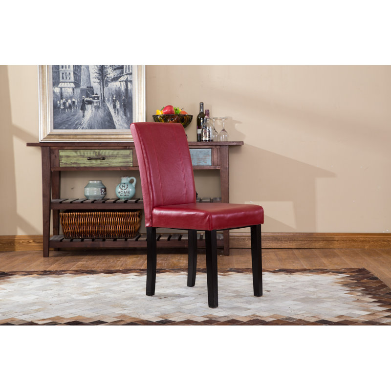 Stylish And Comfortable Leatherette Padded Parson Chair Set For Modern Living Spaces, Red
