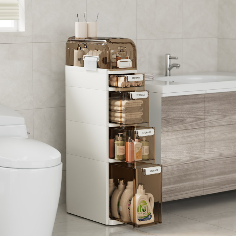 Rangement de salle de bain mince à 5 niveaux avec tiroirs Slim