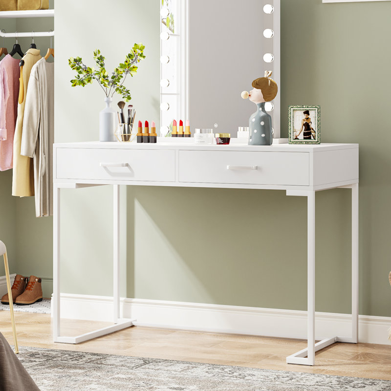 Bureau Secil avec 2 tiroirs Secil, Blanc, H 29,9 po x l 41,7 po x P 19,7 po