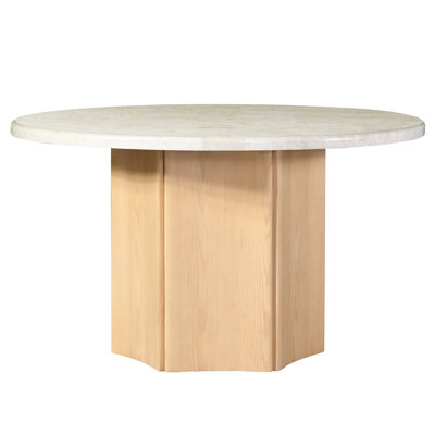 Table de salle à manger ronde contemporaine avec plateau en marbre naturel au design contemporain