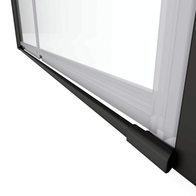 Adjustment,Universal Pivot Shower Door, Open Outside, With 1/4" Tempered Glass, Black