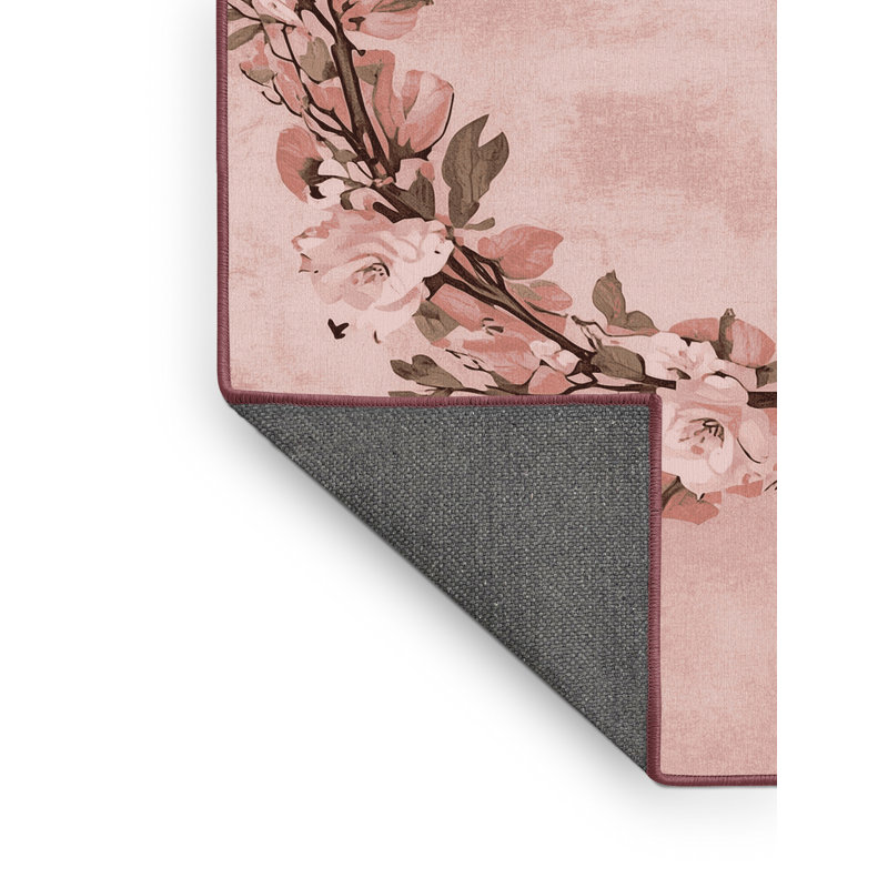 Soft Plush Ferree Easter Modern & Contemporary Abstract Area Rug in Pink – Rose Binding, 5x8
