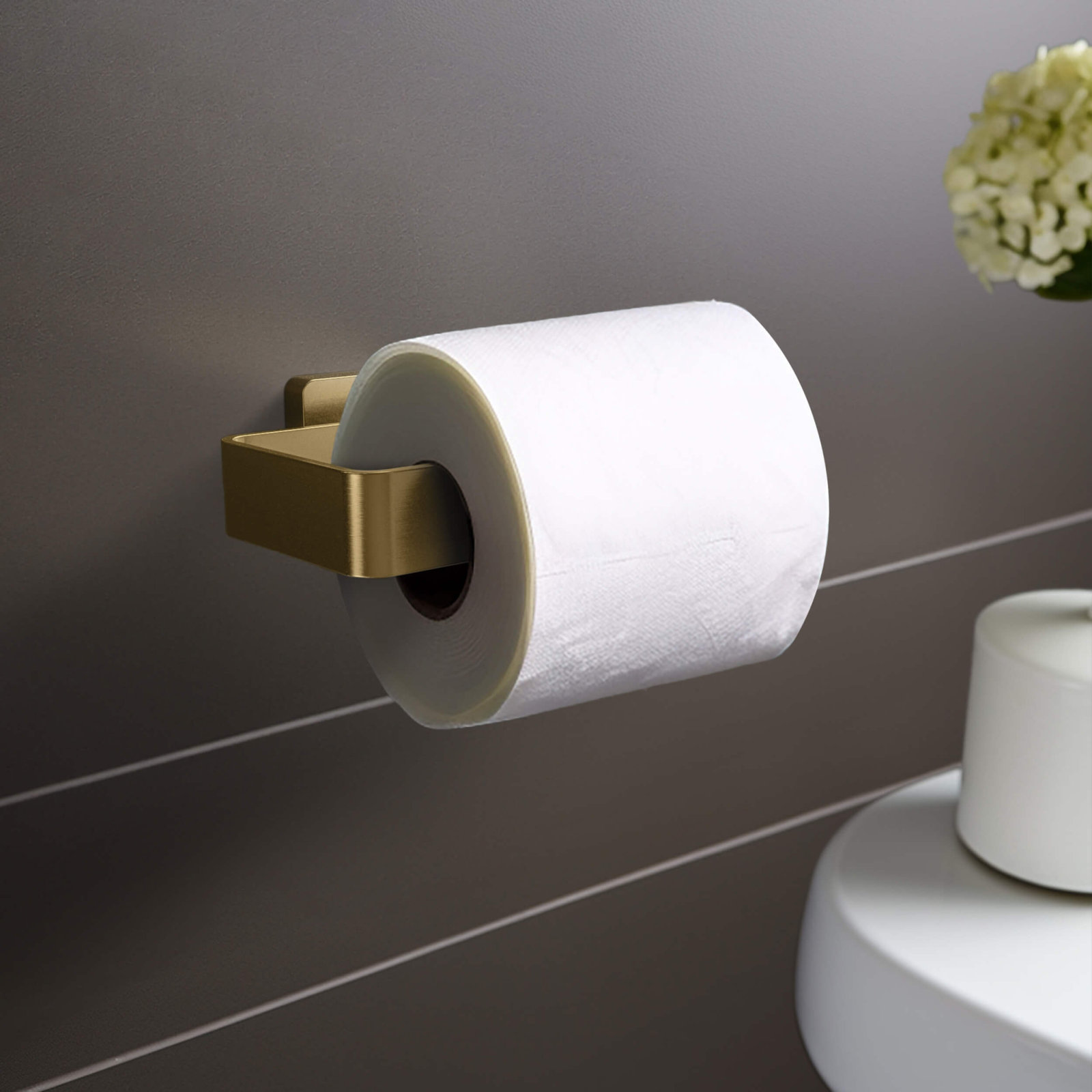 Blaze Toilet Paper Holder, Brushed Brass