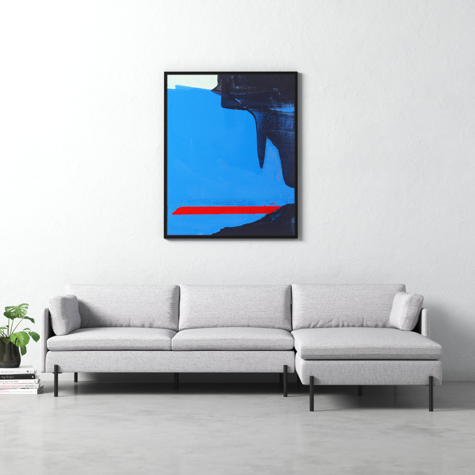 Goulding "Beneath the Blue 3" Painting, 50" H x 40" W x 1.375" D, Black Framed