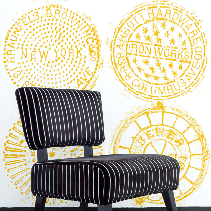 NYC Manhole, Non-Woven, Gold/White