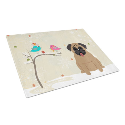 Caroline's Treasures Christmas Presents Glass Pug Cutting Board