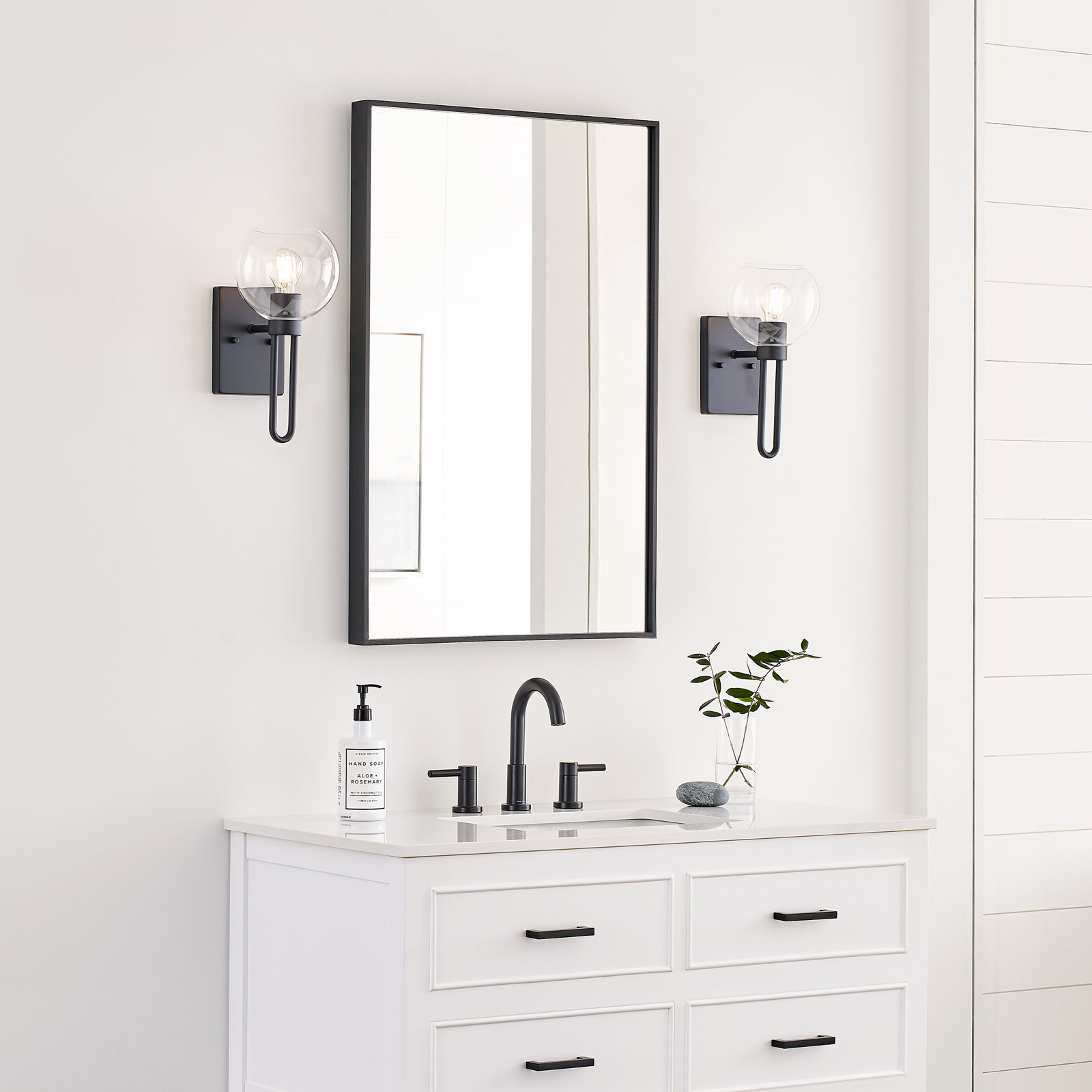 Single Transparent Dimmable Bath Sconce, Midnight Black
