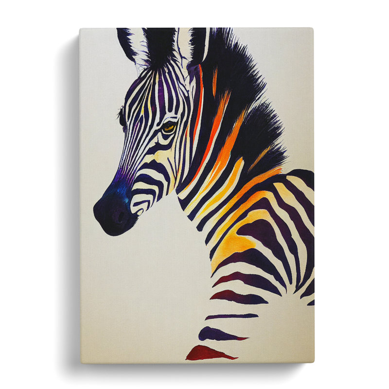XC1022-1657X Colourful Zebra - Wrapped Canvas Print, 76cm H x 50cm W x 3cm D