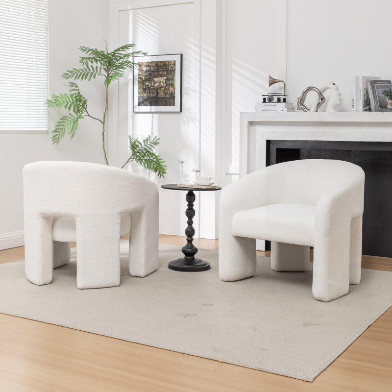 Amala Upholstered Barrel Chair, White