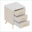 Modern Upholstered Velvet Nightstand with 3 Drawers & Marbling Top - Beige