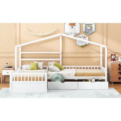 Lit plateforme simple avec 3 tiroirs de rangement blancs et de taille fascinante, solides et confortables