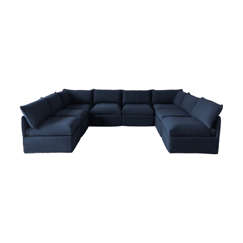 Patioflare Lanai U-Shape Modular Patio Sofa Set, Blue, Blue