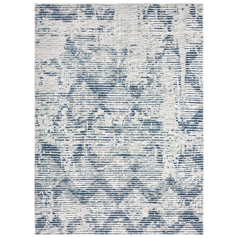 NICOLE MILLER NEW YORK Akef Distressed Diamond Indoor Area Rug, Grey/Blue, 6'6"x9'2"