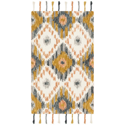 Niederanven Hand Hooked Wool Ikat Rug