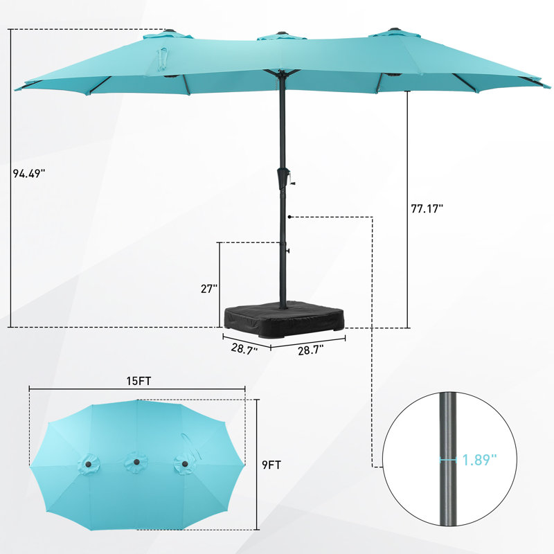 Parasol de marché 15 pi Cahir, Bleu clair
