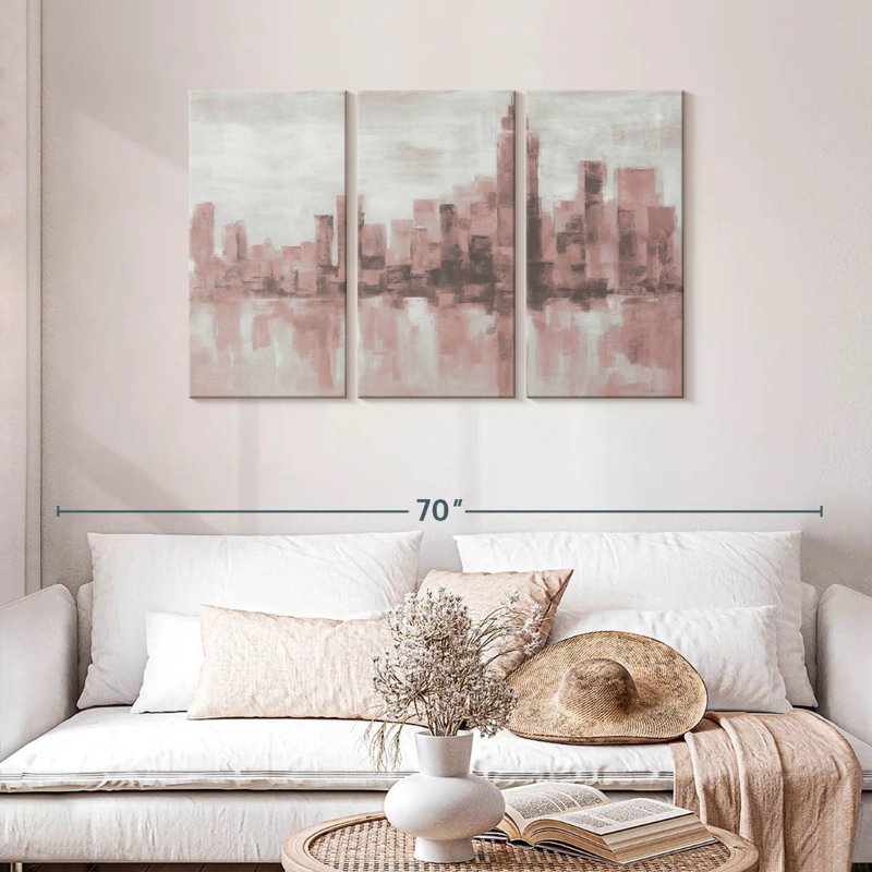 Sireci Misty Day In Manhattan Pink Gray, 28" H x 45" W