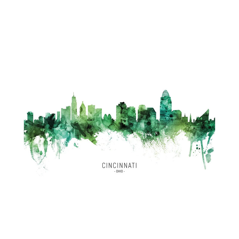 Cincinnati Ohio Skyline Green by Michael Tompsett - Wrapped Canvas Print, 66.04 cm H x 45.72 cm W